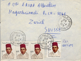 1970 MARRUECOS , SOBRE CIRCULADO ENTRE CASABLANCA Y ZÜRICH , CORREO AÉREO - Morocco (1956-...)