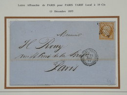BG8 FRANCE BELLE LETTRE 13 DEC. 1855  + ETOILE DE PARIS  ++N°13 + AFFR. PLAISANT - 1853-1860 Napoleon III