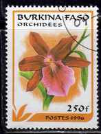 BURKINA FASO 1996 FLORA FLOWERS FIORI FLEURS ORCHIDS VARIOUS 250fr USATO USED OBLITERE' - Burkina Faso (1984-...)