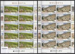 Europa Cept - 2012 - Moldova - 2.Sheetlet Of 10 Set (Visit) ** MNH - 2012