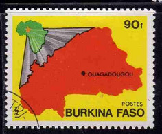 BURKINA FASO 1985 MAP 90fr USATO USED OBLITERE' - Burkina Faso (1984-...)