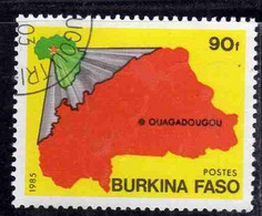 BURKINA FASO 1985 MAP 90fr USATO USED OBLITERE' - Burkina Faso (1984-...)