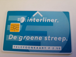 NETHERLANDS  ADVERTISING CHIPCARD HFL  2,50   /  INTERLINER/ GROENE STREEP         CRD 028  MINT    ** 11639** - Privé