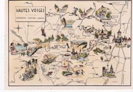Carte Géographique Des Hautes Vosges, Gerardmer, Munster, Colmar, Cpsm Dentelée - Mapas