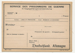 FRANCE - Grande étiquette Pour Envoi De Linge Et Provisions - Service Des Prisonniers De Guerre Kriegsgefangenensendung - Guerre De 1939-45