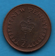 UK 1/2 NEW PENNY 1971 KM# 914 QEII - 1/2 Penny & 1/2 New Penny