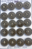 20 Boutons  Français Kaki Pour Veste TTA 1947 52,54,56,58 Kaki Et Camouflée Diamètre 19 Mm Neuf De Stock - Buttons