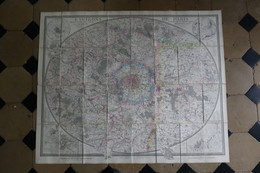 Carte Ancienne Entoilée ENVIRONS DE PARIS  Par  Auguste LOGEROT Quai Des Augustins  Paris - Geographical Maps