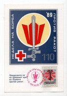 1989. YUGOSLAVIA,MACEDONIA,SKOPJE,RED CANCELLATION,MS,MAXIMUM CARD,WEEK OF SOLIDARITY WITH CANCER SUFFERERS - Maximum Cards