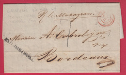 MARQUE GUYANE FRANCAISE + OUTRE MER PAUILLAC GIRONDE TEXTE CAYENNE 1848 POUR BORDEAUX LETTRE COVER FRANCE - Cartas & Documentos