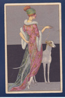 CPA BOMPARD Illustrateur Italien Art Déco Femme Woman Circulé CENV 199 Lévrier - Bompard, S.