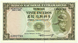 TIMOR - 20 ESCUDOS - 24.10.1967 - P 26 - Unc. - Sign. 7 - 7 Digits - REGULO D. ALEIXO - PORTUGAL - Timor
