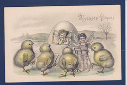 CPA Poussins Pâques NON Circulé Gaufré Angelot - Birds