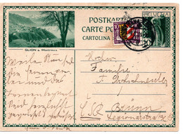 61456 - Schweiz - 1931 - 10Rp BildGAKte "Montreux" M ZusFrank MONTREUX ... -> Tschechoslowakei - Storia Postale