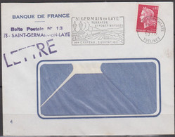 BANQUE DE FRANCE  2 Enveloppes Fenetre 1969 Et 1970  Mne De CHEFFER 40c Rouge De 78 ST GERMAIN Pour 62 MERLIMONT - Brieven En Documenten