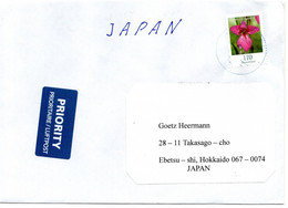 61480 - Bund - 2022 - 110c Blumen EF A LpBf GEVELSBERG -> Japan - Lettres & Documents