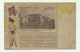 CARTOLINA COMMEMORATIVA UFF. CENTENARIO INDIPENDENZA TICINESE- LUGANO    VIAGGIATA FP - Lugano