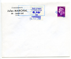 Lettre 24 Mai 1968 Grève Des PTT Taxe D'acheminement Chambre De Commerce St Dié  88 2tablissement Jules Marchal - Marche Da Bollo