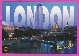 281733 / United Kingdom - London - Night River Thames Ship Big Tower London Eye (ferris Wheel) Millennium PC 25 - River Thames