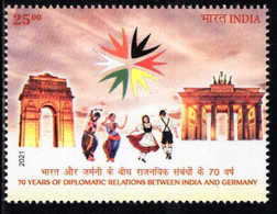 India - 2021 - 70 Years Of Diplomatic Relations With Germany - Mint Stamp - Unused Stamps