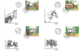 Czech Republic - 2022 - Ceremonial Carriage Horses At Kladruby - Set Of 4 FDCs (first Day Covers) - FDC