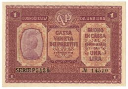 1 LIRA CASSA VENETA DEI PRESTITI OCCUPAZIONE AUSTRIACA 02/01/1918 SUP - Besetzung Venezia