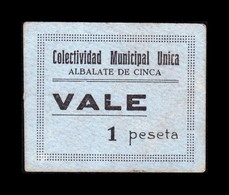 España Billete Local Guerra Civil Albalate De Cinca Huesca 1 Peseta 1937 MBC+ VF+ - Sonstige & Ohne Zuordnung
