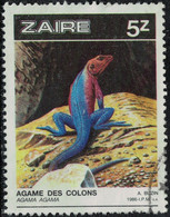 Zaïre 1987 Oblitéré Used Reptile Saurien Agama Agama Agame Des Colons Y&T CD 1239 SU - Usados