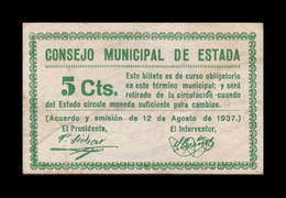 España Billete Local Guerra Civil Estada Huesca 5 Céntimos 1937 MBC VF - Autres & Non Classés