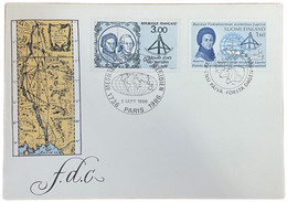 FDC Finland France 1986 Mesures D'arcs De Méridien Par Maupertuis Et La Condamine - Storia Postale