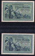 2x 5 Mark 31.10.1904 - Reichskassenschein - KN 6- + 7-stellig (DEU-52a, B) - 5 Mark