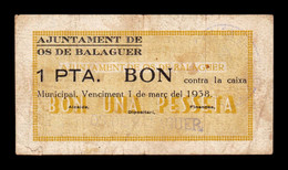 España Billete Local Guerra Civil Balaguer​​ Lérida 1 Peseta 1937 BC F - Andere & Zonder Classificatie