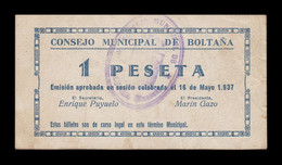 España Billete Local Guerra Civil Boltaña Huesca 1 Peseta 1937 MBC+ VF+ - Andere & Zonder Classificatie