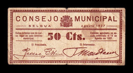 España Billete Local Guerra Civil Selgua Huesca 50 Céntimos 1937 BC F - Altri & Non Classificati