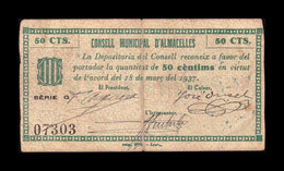 España Billete Local Guerra Civil D'Almacelles Lérida 25 Céntimos 1937 BC F - Autres & Non Classés