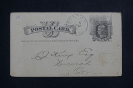 ETATS UNIS - Entier Postal Avec Repiquage Au Verso, De Boston En 188.. -  L 132617 - ...-1900