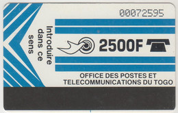 TOGO (Autelca)- Logo 2500 Light Blue , CN: Dashed Zero: "Ø", 2500 U , Used - Togo