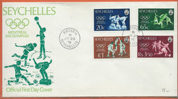 SPORT HOCKEY SEYCHELLES LETTRE FDC JEUX OLYMPIQUES DE 1976 - Hockey (sur Gazon)