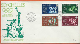 SPORT HOCKEY SEYCHELLES LETTRE FDC JEUX OLYMPIQUES DE 1976 - Hockey (su Erba)