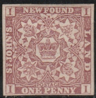 587 Terranova - Newfoundland  1862 - 1d. Cioccolato, Marrone N. 13A, Ben Marginato, Molto Fresco.  MH - 1857-1861