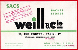 Buvard Weil & Cie. Baches, Stores, Sacs Charbonniers, Rue De Rivoli à Paris. - W
