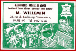 Buvard Maroquinerie, Articles De Voyage : M.Willemin, Faubourg Poissonnière à Paris. - M