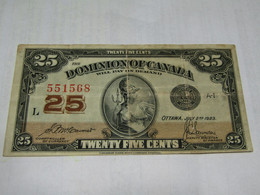 Antiguo Billete Canadiense  Dominion Of Canada 25  - 1144 - Kanada