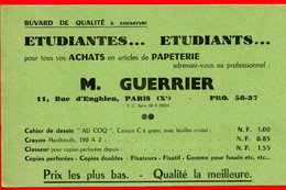 Buvard Papeterie M.Guerrier, Rue D'Enghien à Paris. - Cartoleria