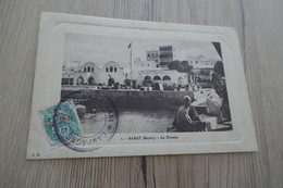 Sur CPA Rabat La Douane  Cachet Bleu Campagne Du Maroc 1907/1911 Sur TP Surchargé - Cartas & Documentos