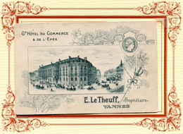 VANNES  ** PUBLICITE HOTEL DE L EPEE EN 1904  ** E. LE THEUFF **  RARE ** - Vannes