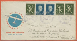 SPORT PARACHUTE PLANEUR PAYS BAS LETTRE FDC DE 1954 - Parachutisme