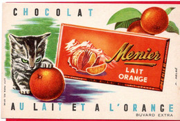 Buvard Menier, Chocolat Lait Orange. - Chocolade En Cacao