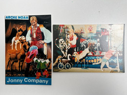 Cirque - Lot 2 Photos Dompteur/Dresseur Chien Chèvre Chat Renard Poule Arche Noah Jonny Company Renhardt Fisher - Circus - Célébrités