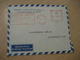 ATHINAI Athens 1961 COMMERCIAL BANK OF GREECE Meter Mail Cancel Air Mail Cover Greece Slight Damaged - Brieven En Documenten